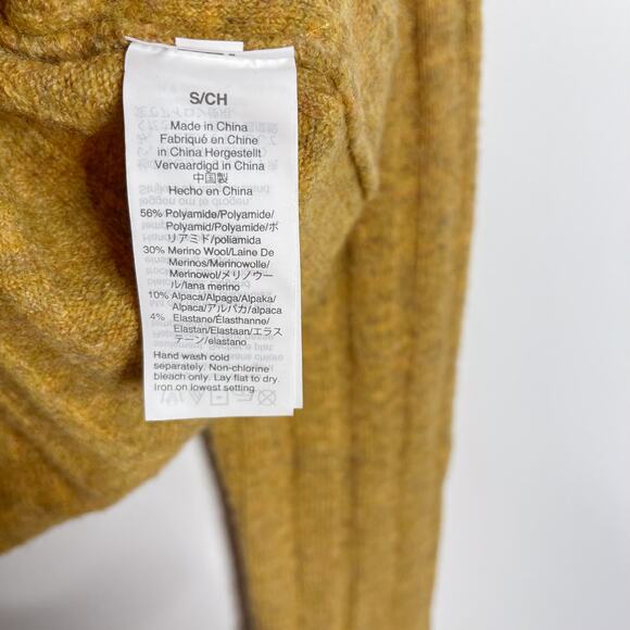 Madewell Small Heather Mustard Yellow Evercrest Turtleneck Sweater Merino Wool - Picture 6 of 8